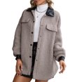 thumbnail image 1 of Chaqueta Sherpa para mujer, manga larga de linterna, abrigo informal de invierno cálido, chaqueta de Abanopi Café/Grande, 1 of 7