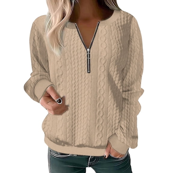 Women's Autumn And Winter Casual Comfortable Versatile Solid Color Half Zipper Long Sleeve Sweatshirt Butter Hoodies Women Sweat Top Women Cute Woman Sweatshirt Half Zipper Pullover Women Hoodie Tops