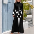 thumbnail image 4 of Fulcrum Black Background Women's Long Dress Long Sleeves Dress Vintage Dresses Party Maxi Dress High Waist Dress, 4 of 4