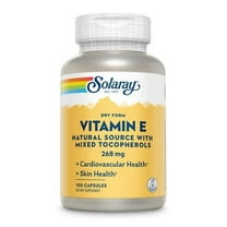 Solaray Vitamin E, Dry 400 IU w/ Mixed Tocopherols | Non-Oily | Healthy Cardiac Function, Antioxidant Activity & Skin Health Support | 100 Capsules