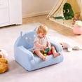thumbnail image 2 of Ktaxon Kids Sofa, Dog Shaped Back Toddler Couch, No Assembly Boneless Children Chairs for Indoor Home Rest Corner Teddy Velvet Blue, 2 of 9
