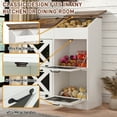 thumbnail image 2 of ChVans Large Potato Storage Wood Bin, Wooden Bread Storage Bins, Decorative Potato and Onion Storage Bin with 4 Doors, Potato Bin with Grocery Section, Wooden Vegetable Storage Box with Lid, 2 of 7