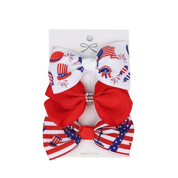 Zanarzt Baby Girl Headbands 3pcs Toddler Baby Boys Girls Independence Day 4th Of July Stretch Bow Hairpin Headwear Set Gray,0-3 Years