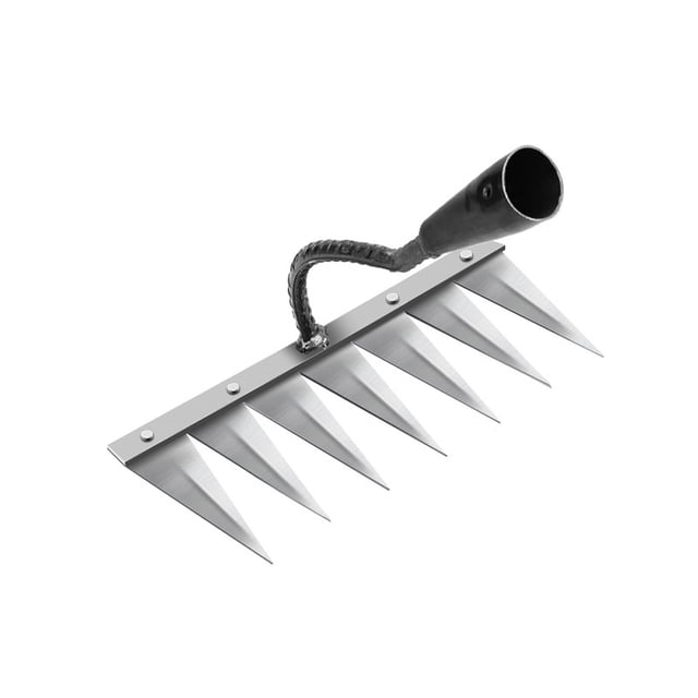 Mistaha Professional High Carbon Steel Hoe Rake for Soil Turning and Weeding - Industrial Grade Gardening Tool with 7 Tines, Durable and Multi-functional - Handle Not Included