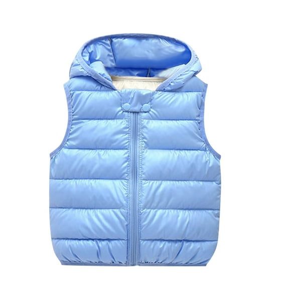 MHZLDYZ Baby Boys Girls Hooded Puffer Vest Toddler Lightweight Sleeveless Bear Ears Zipper Up Puffer Vest Jacket Children Kids Quilted Vest (Light Blue,110)