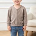thumbnail image 5 of Gubotare Cardigan for Toddler Girl Girls Cardigan Sweaters Ruffle Sweater V Neck Button Front Outerwear 1T 2T (Coffee,1-2 Years), 5 of 6