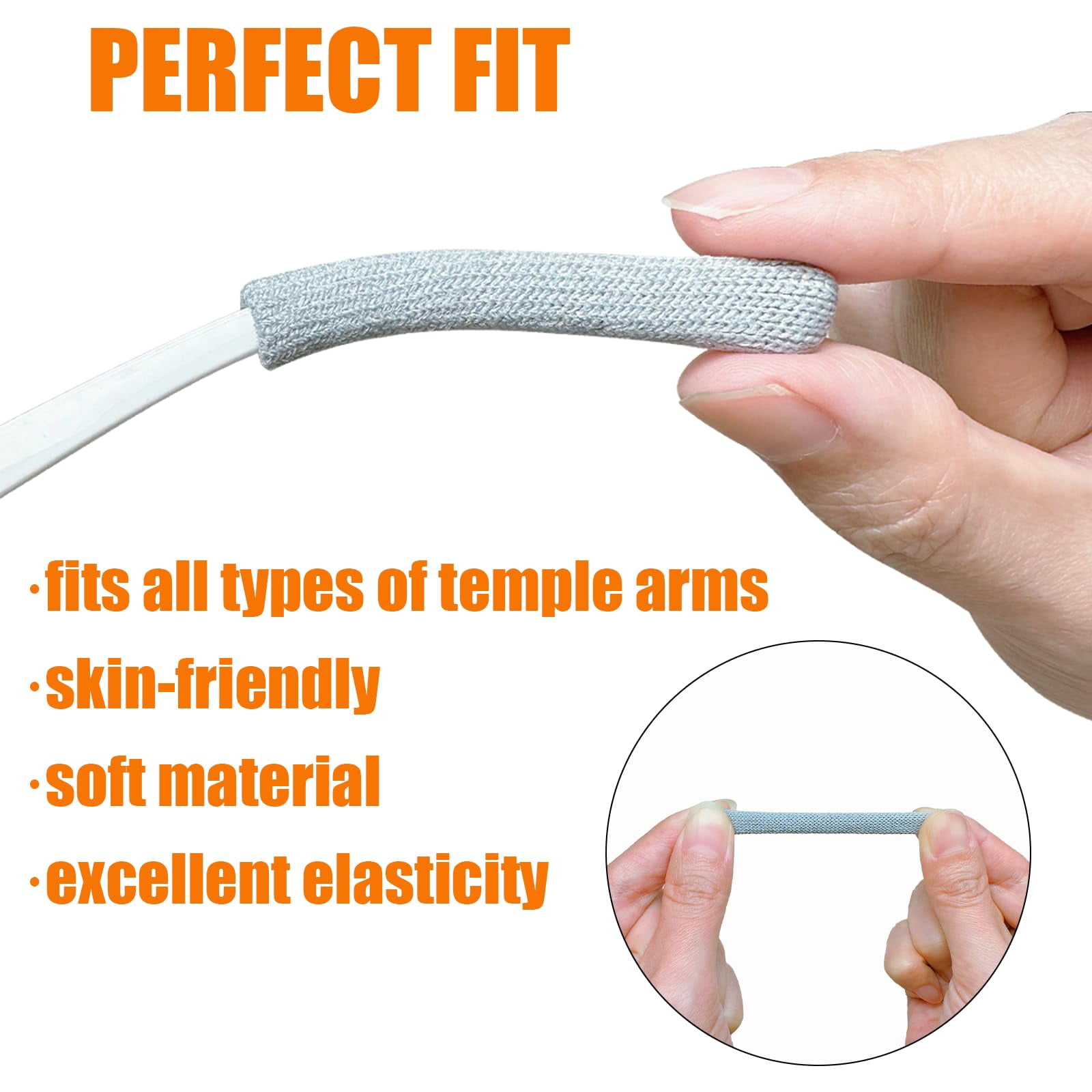 ANNECOSK Knitted Cotton Eyeglass Ear Grips – Anti-Slip Comfort Cushions for Glasses, Sunglasses & Readers, 2 Pairs