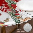 thumbnail image 3 of Red Christmas Round Tablecloth, Fitted Table Cover with Elastic for 36"-44" Round Tables, Snowman Snowflake Xmas Tree Winter Table Cloth Outdoor Indoor Dinning Party Waterproof Tablecloths, 3 of 7