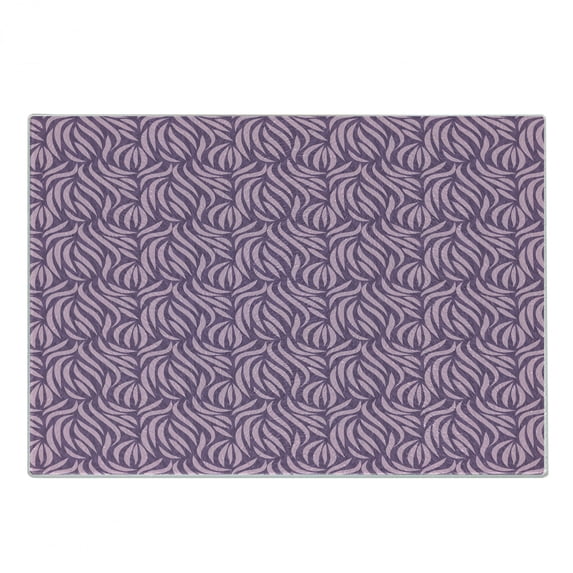 Abstract Cutting Board, Continuous Bicolour Style Tropical Jungle Pattern in Tones Print, Decorative Tempered Glass Cutting and Serving Board, in 3 Sizes, by Ambesonne