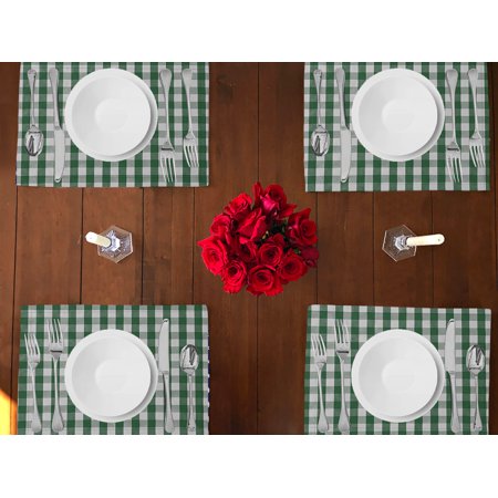 

Gingham Checkered Cotton Dinner Table Placemats Holiday Home Decoration 13 x 19 (Pack of 4)