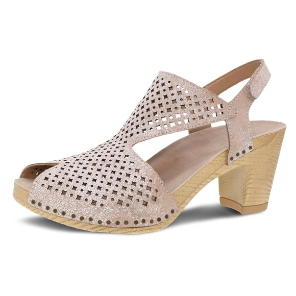 Sandalia Dansko Teagan de Cuero con Punta Abierta y Tacón de 8.5 cm Blanca