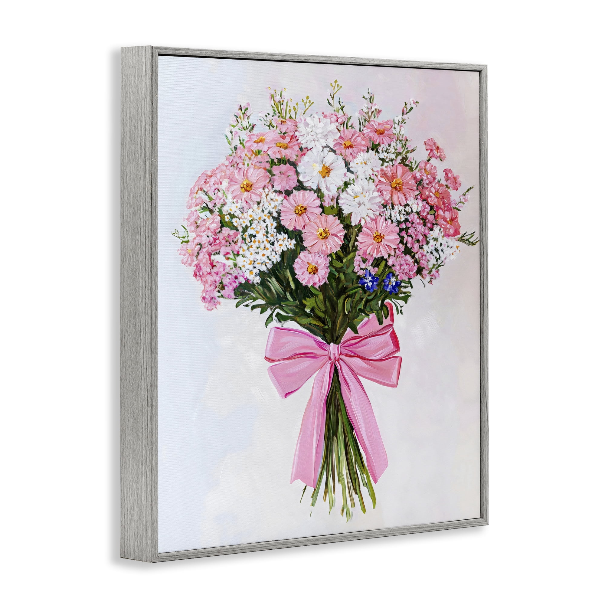 Stupell Industries Pink & White Tied Flower Bouquet Gray Framed Giclee Art, design by The Prints Vibe