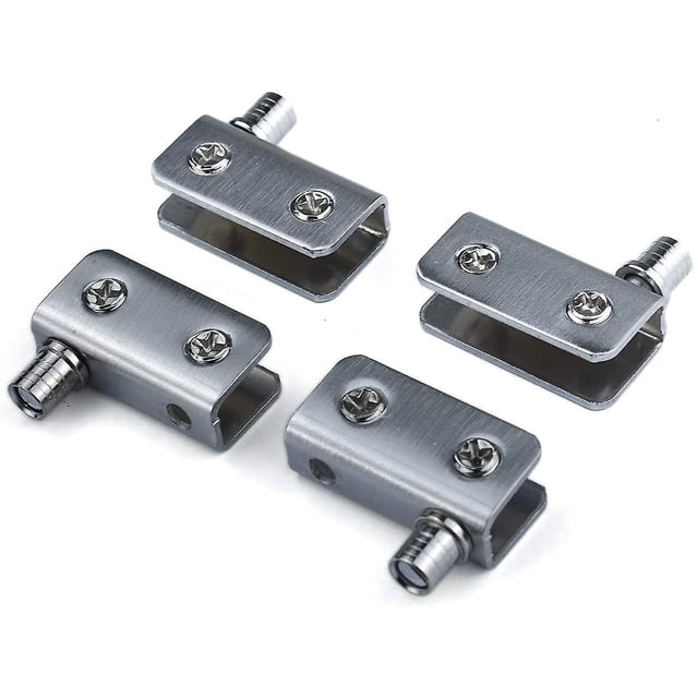 Bisagras para puertas de vidrio de 4 piezas Bisagra pivotante de 90 grados Vidrio sin perforaciones Acero inoxidable Apto para vidrio de 5 a 8 mm
