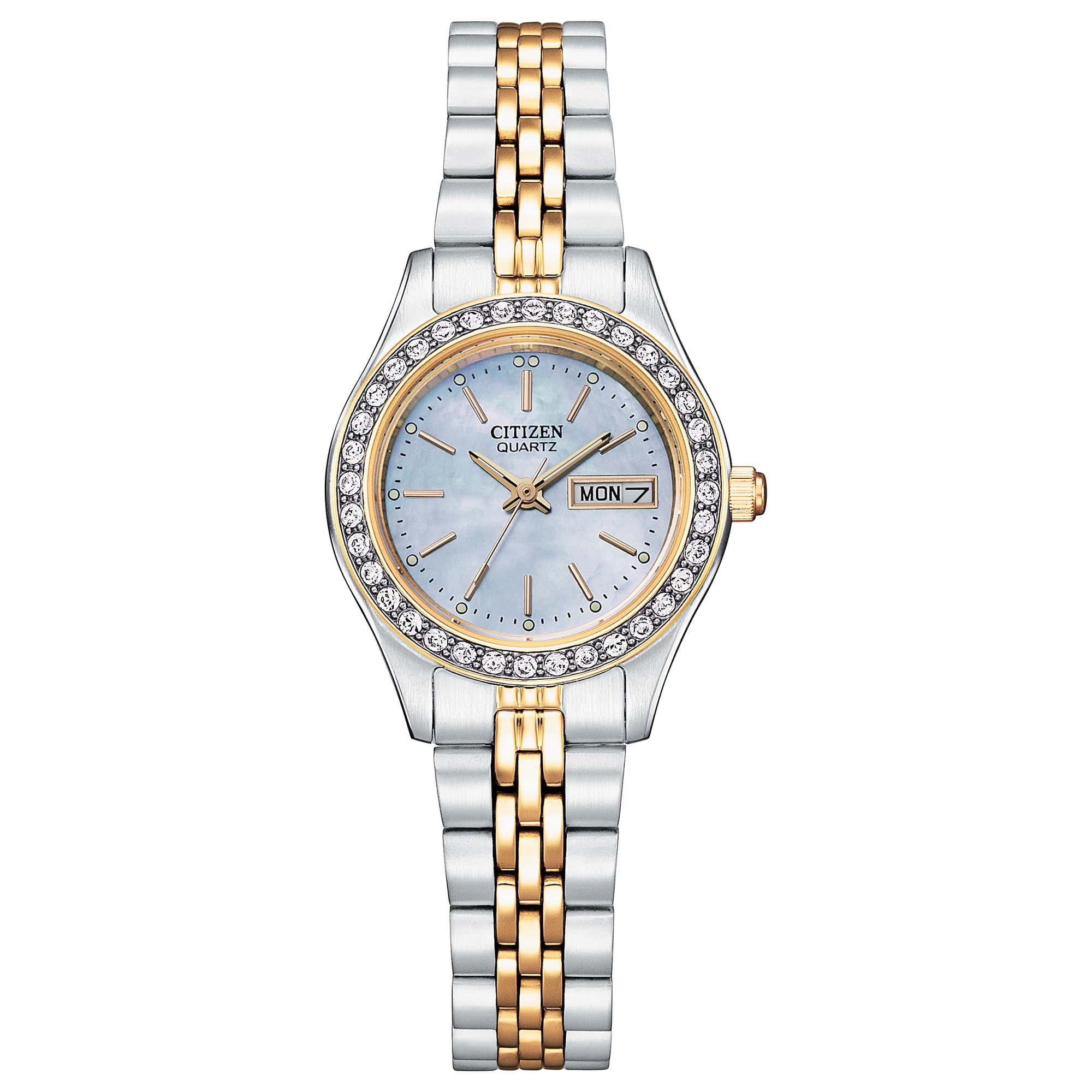 Citizen Quartz Crystal Ladies Watch, Mother of Pearl Dial, Two