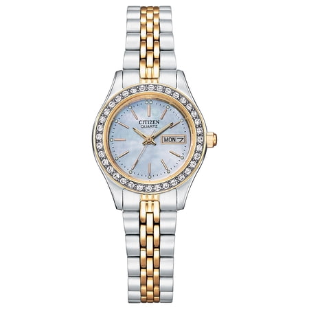 Citizen Women's Quartz Crystal Accent Two-Tone Stainless Steel Bracelet Watch EQ0539-56Y