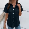 thumbnail image 2 of Tops de Color Sólido para las Mujeres Manga Corta V-Cuello Botón Arriba, Blusa de Moda Casual para el Uso Diario, 2 of 9
