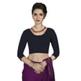 thumbnail image 5 of Crazy Bachat Women's Designer Fawn 3/4 Plain Stretch Blouse for Saree Crop Top., 5 of 9