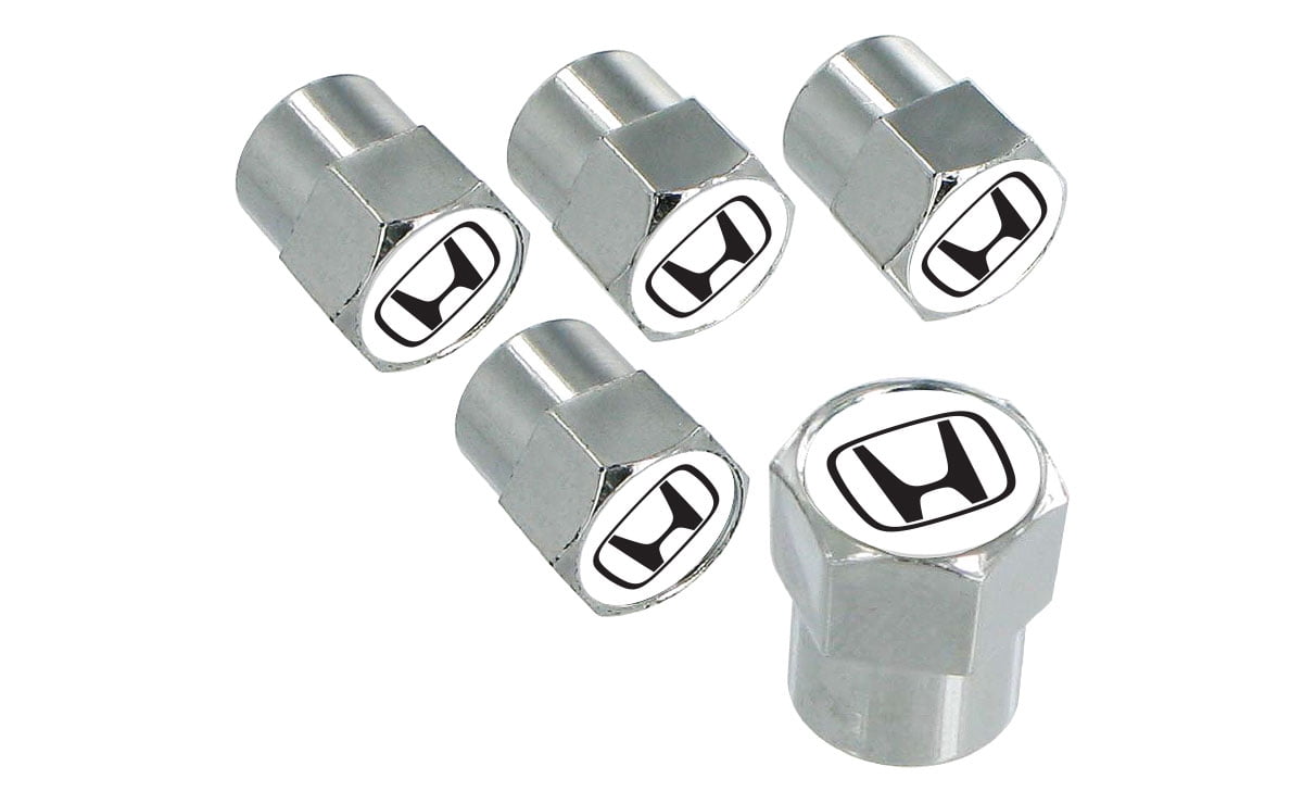 Honda logo white background chrome tire valve cap covers