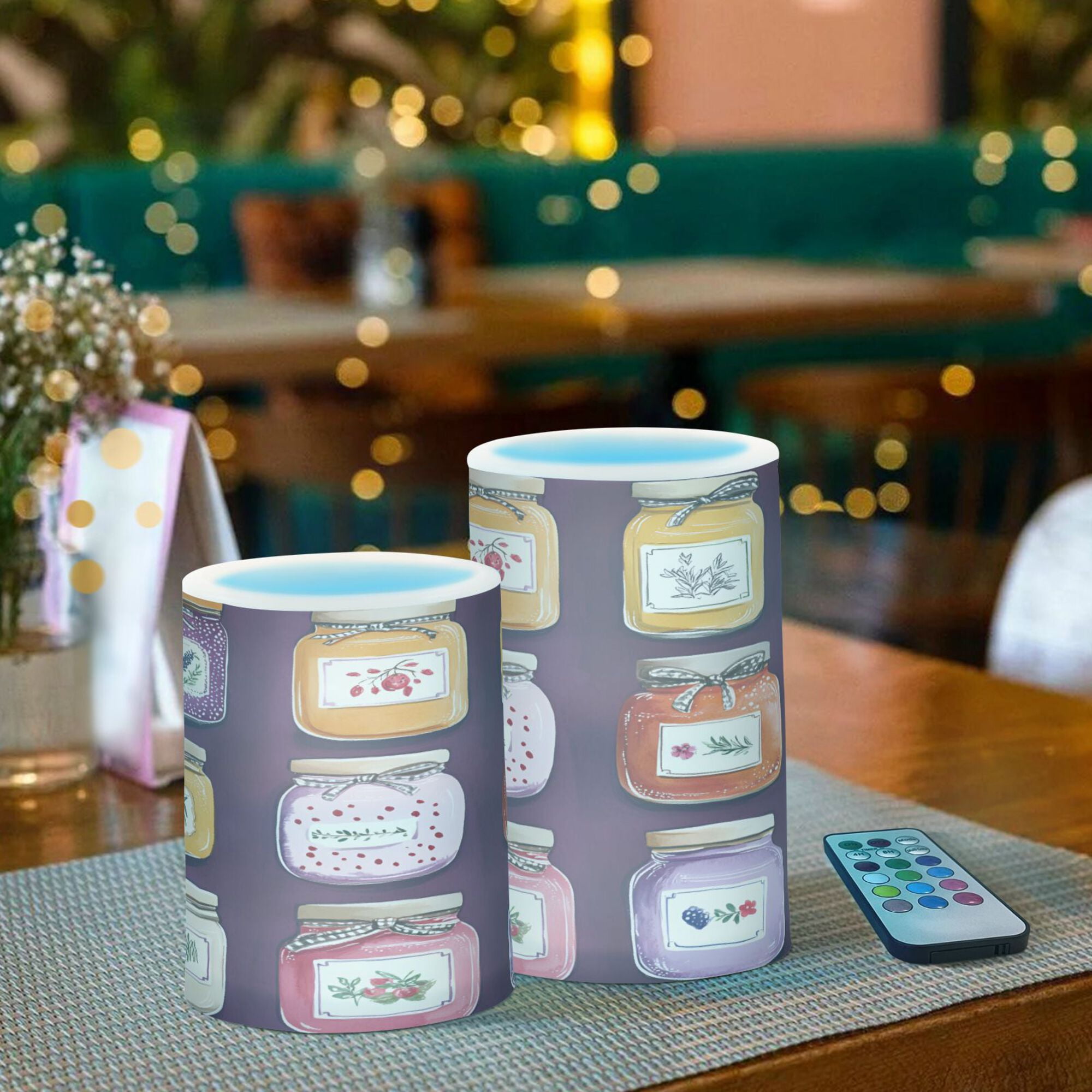Yayeee Flameless Candles with Remote Flickering Battery Operated Multi Color Changing, Purple Jam