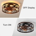 thumbnail image 3 of 20 inch Flush Mount Ceiling Fan Light, Caged Ceiling Fans with Lights Black, Farmhouse Small Ceiling Fan with Light Fixture, Reversible Fan with E26 Bulbs for Bedroom, Office, Kitchen, 3 of 8
