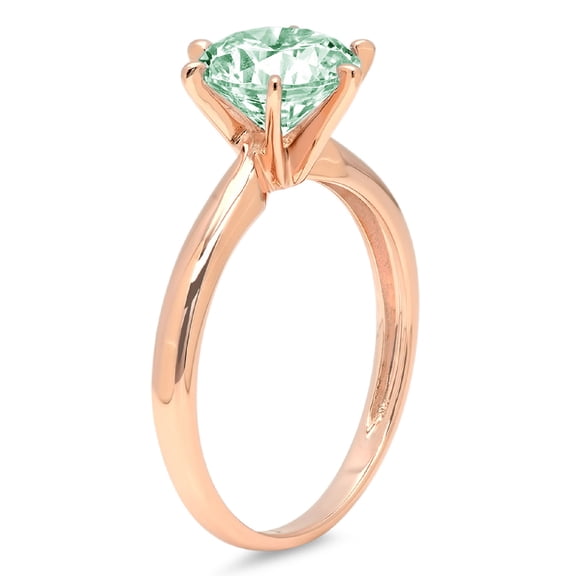 1.5 ct Round Cut Simulated Green Diamond Solitaire Engagement Ring for Women in 18K Rose Gold