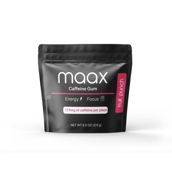 Maax Energy Gum, Fruit Punch, 125 Pieces