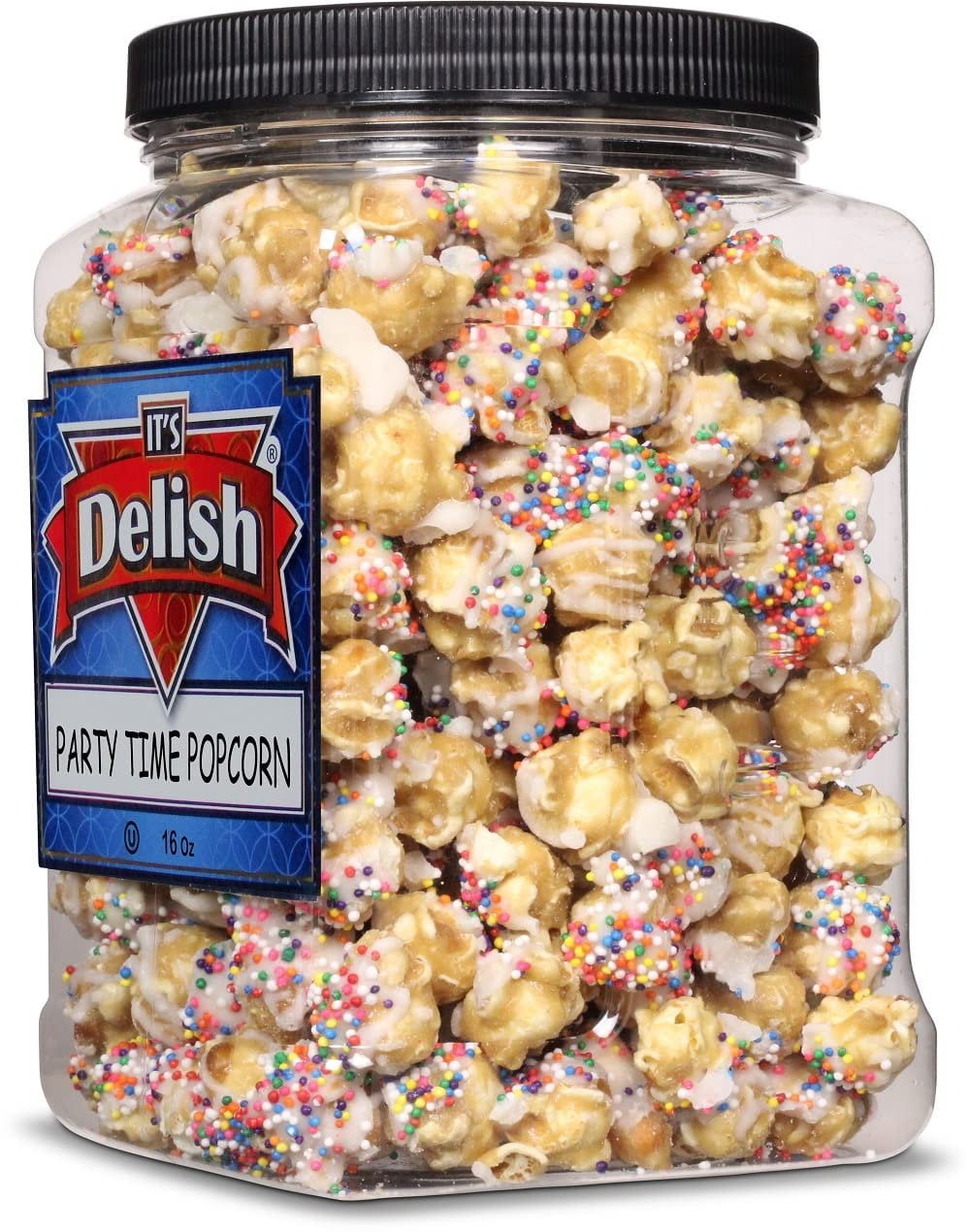 Gourmet Caramel Party Time Popcorn by Its Delish, 16 Oz Jumbo Container