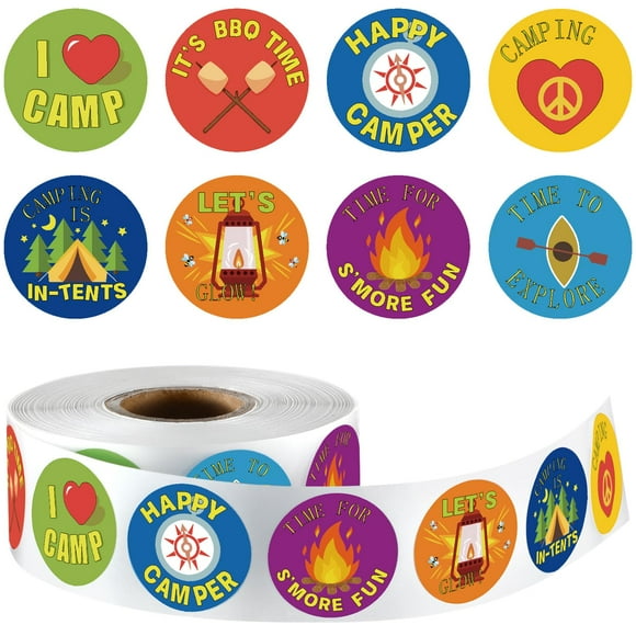 Pegatinas Geyoga «I Love Camp Travel» para niños, 1000 unidades