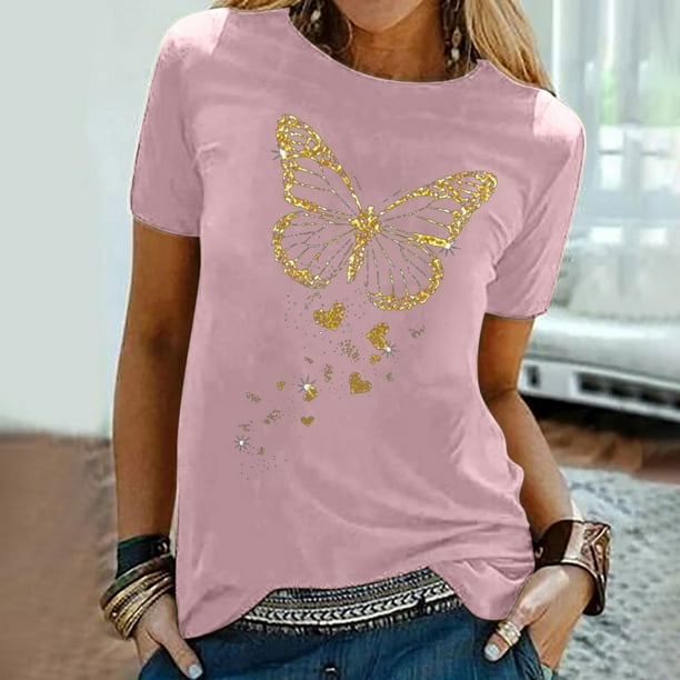 ICHUANYI Clearance Women's Shirt Tees Funny Cute Short Sleeve Fall T Shirt Print Shirt Gift Tops Blouse Gift For Women(Hot Pink, XXL) ICHUANYI WER2023081017742