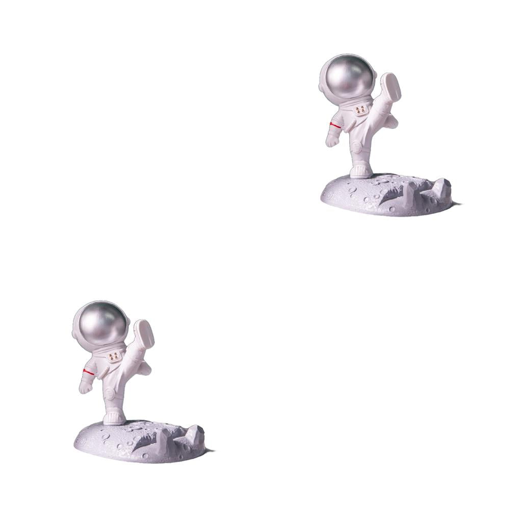 Injueey Injueey Soporte Universal Para Teléfono Celular Con Astronautas Soporte Para Astronauta Papelería Para Niños Soportes Para Teléfono Celular Pierna Alta Plateada 2piezas