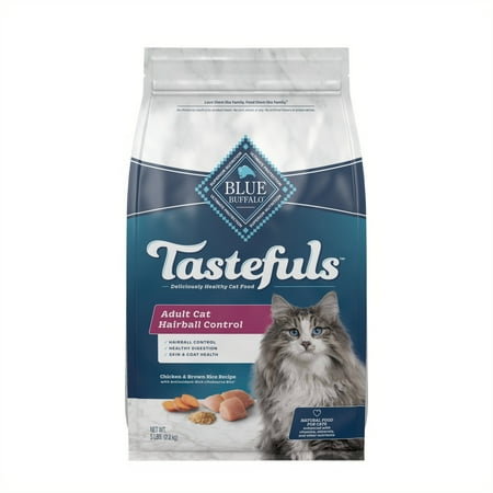 UPC: 0840243122424 | Blue Buffalo Indoor Hairball Control Chicken and Brown Rice Dry Cat Food for Adult Cats Whole Grain 5 lb. Bag