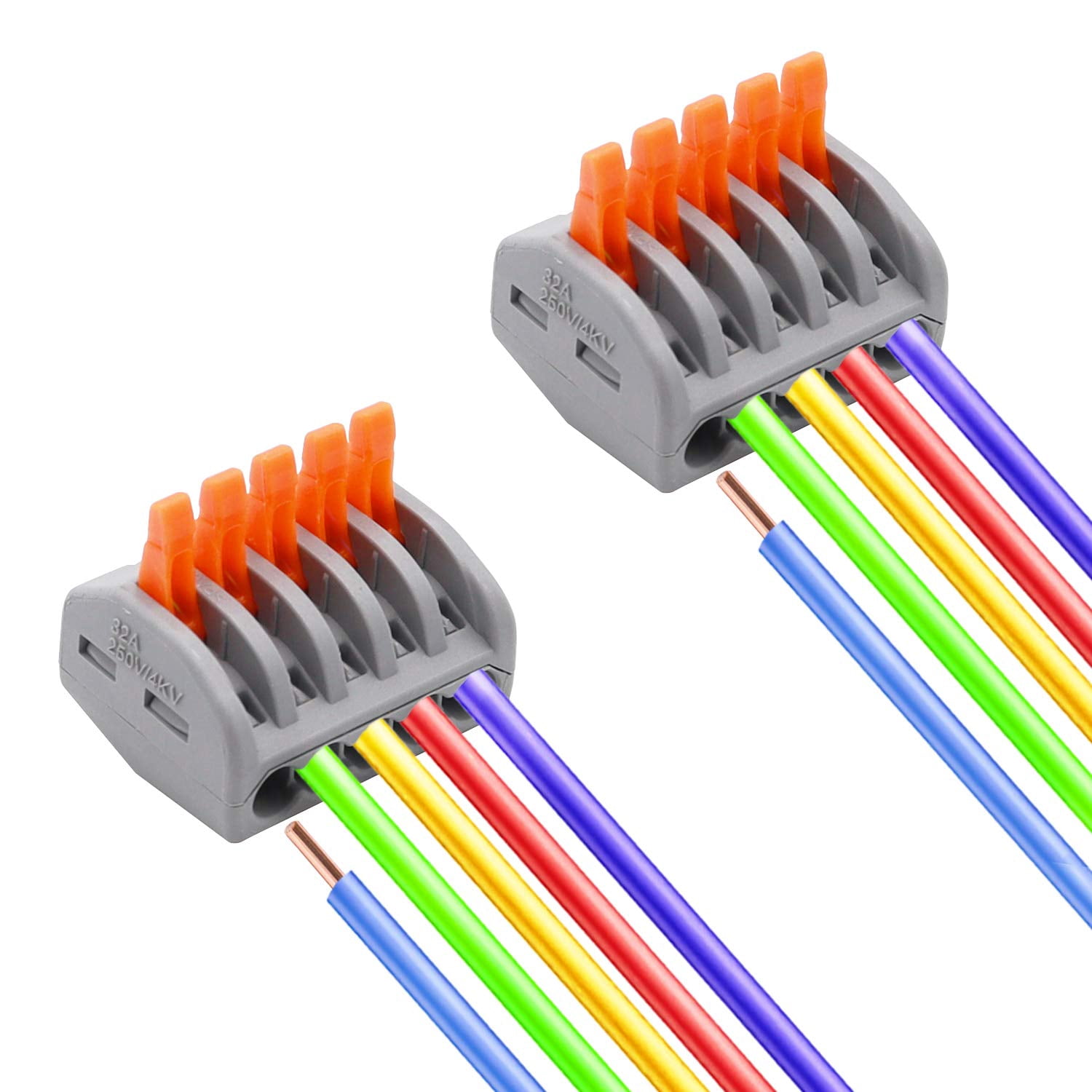 25 pieces of 5-port lever nut conductor compact cable connector quick connect terminals, suitable for various types of wires -215