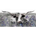 thumbnail image 2 of Stellar Design Studio 24x14 White Modern Wood Framed Museum Art Print Titled - Longhorn in Flower Field, 2 of 4