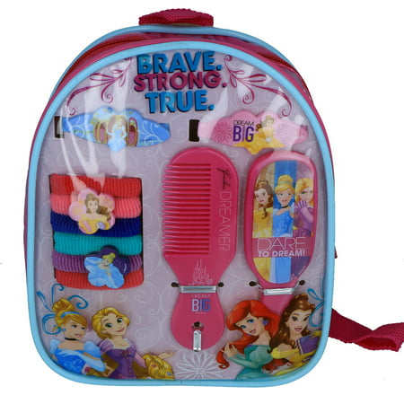 Disney Princess Girls Hair Accessories Backpack with Comb Mirror Hair Ponies