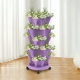 thumbnail image 4 of ChicYu Stackable 3-Petal Plastic Planter for Strawberries,Tiered Gardening Basin for Herbs, Vertical Indoor Outdoor Gardens Purple, 4 of 5