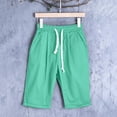 thumbnail image 4 of vigerkar Bermuda Shorts for Women Knee Length Plus Size Summer Casual Beach Elastic Waist Drawstring Comfy Trendy Long Shorts Green, M, 4 of 4