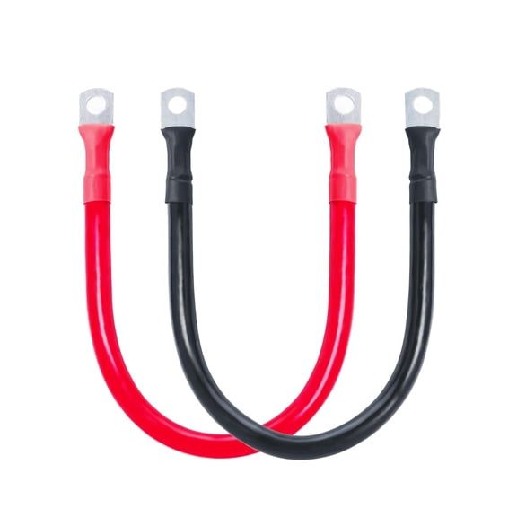 2AWG Battery Cable with 5/16'' Lug Terminals 12inch Cables Set Tinned Copper Battery Inverter Cable for Car, Truck, RV, Solar