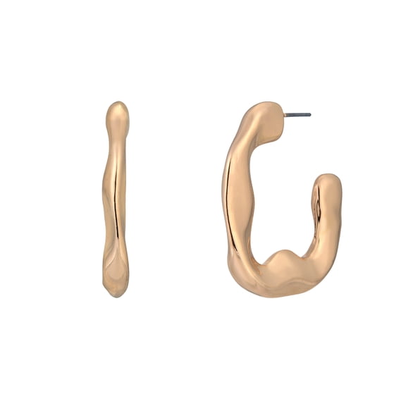 Time and Tru Goldtone Wavy Hoop Earring