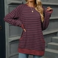 thumbnail image 7 of AherBiu Long Sleeve Tops for Women Striped Crewneck Fall Casual Loose Pullover T Shirts with Pockets, 7 of 7