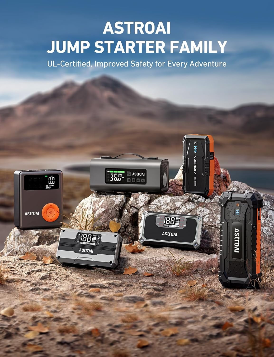 AstroAI S8 Orange Car Jump Starter: 1500A Peak for 6.0L Gas/3.0L Diesel, 12V Portable Battery Pack with 3-Mode Flashlight & Jumper Cables