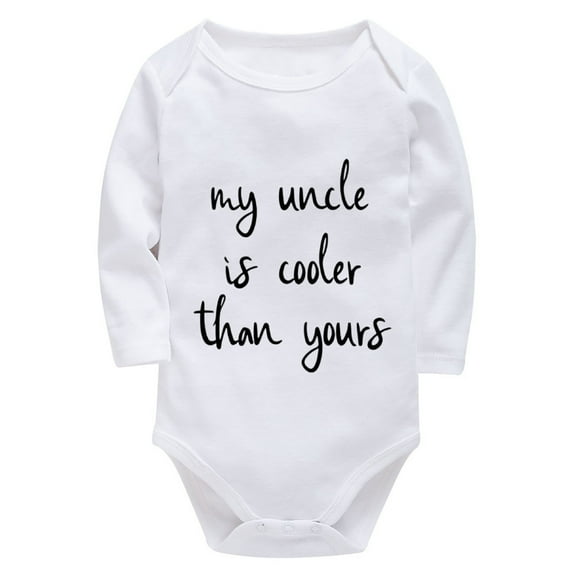 My Uncle Is Cooler Than Yours Newborn Clothes Boy Long Sleeve Girl Take Home Outfit White Neutral Onsies0-3 Months