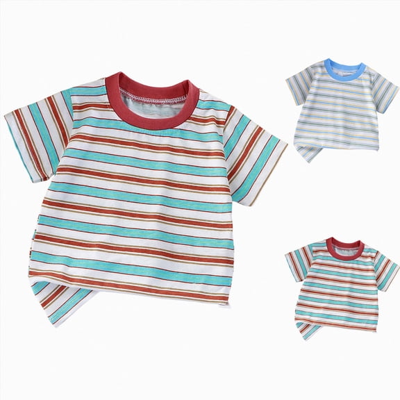 Splozh Toddler T Shirts Boys 6 12 24 Months 3T 4T 5T 6T 7T Striped Casual Fashion Summer Cute Short Sleeve Tee Toddler Boy Undershirts Boys Shirts Red,6-12 Months