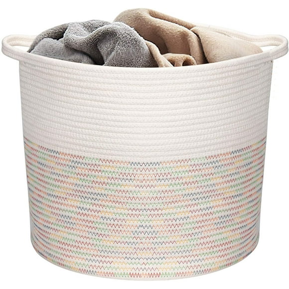 Cesta de cuerda de algodón A*Homeist almacenamiento 40x37cm Puntos de arcoiris
