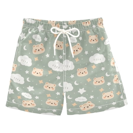 joogoo Boy Swim Trunks Cute Bear Cloudy Bathing Beach Board Shorts S