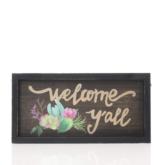 Dicksons Welcome Y'all Rustic Pastel Bouquet 9 x 5 Wood Tabletop Plaque