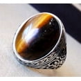 thumbnail image 3 of Tiger Eye Ring, Natural Tiger Eye Ring, Birthstone Ring, Silver Jewelry, 925 Silver Ring, Birthday Gift, Heavy Mens Ring, Arabic Design, Ottoman Style Ring, Christmas, Turkey Mens Signet Ring, 3 of 6