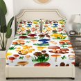 thumbnail image 3 of Erosebridal Wild Fungus Bed Set Brown Mushroom Bed Sheets Set, Navy Blue Orange Plants Sheet Set Twin Tropical Botanical Sheets, Green Grass Top Sheet Cartoon Room Decor Breathable, 3 of 5