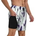 thumbnail image 3 of Picia Lavender Flowers pattern Mens Swim Trunks with Compression Liner Stretch Beach Shorts Quick Dry with Zipper Pockets No-Chafing Board Shorts-XX-Large, 3 of 9