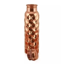 Pure Copper Water Bottle 34oz (1 Liter) - Handcrafted Leak-Proof Vessel For Health & Hydration, Design-2