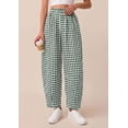 thumbnail image 3 of PRETTYGARDEN Plaid Barrel Pants Women Summer Casual Loose Wide Leg Lounge Gingham Trousers Spring Fashion Beach Bottoms, 3 of 9